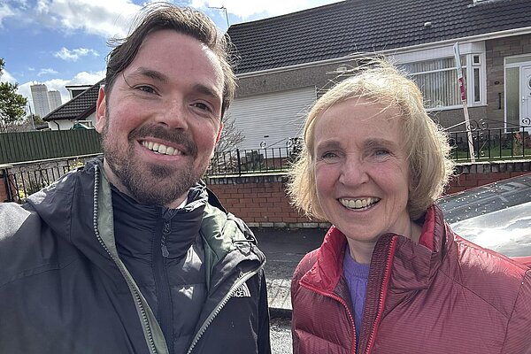Adam Harley and Susan Murray out campaigning.