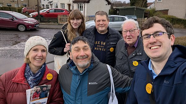 Susan Murray and Marthos Christoforou out with Lib Dem Campaigners.