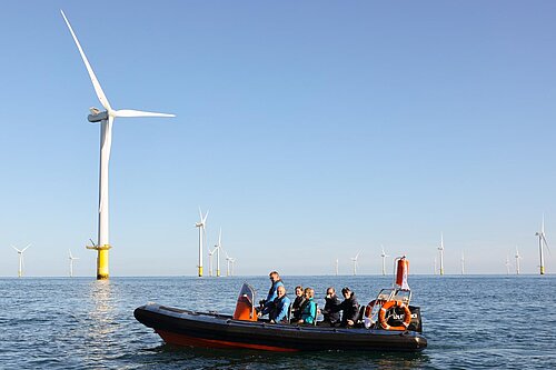 Ed Davey visiting an off-shore wind farm